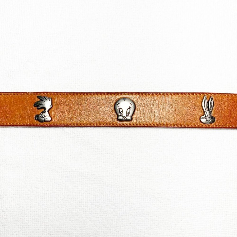 VINTAGE 1990's WARNER BROTHERS Looney Tunes leather belt - Picture 3 of 8